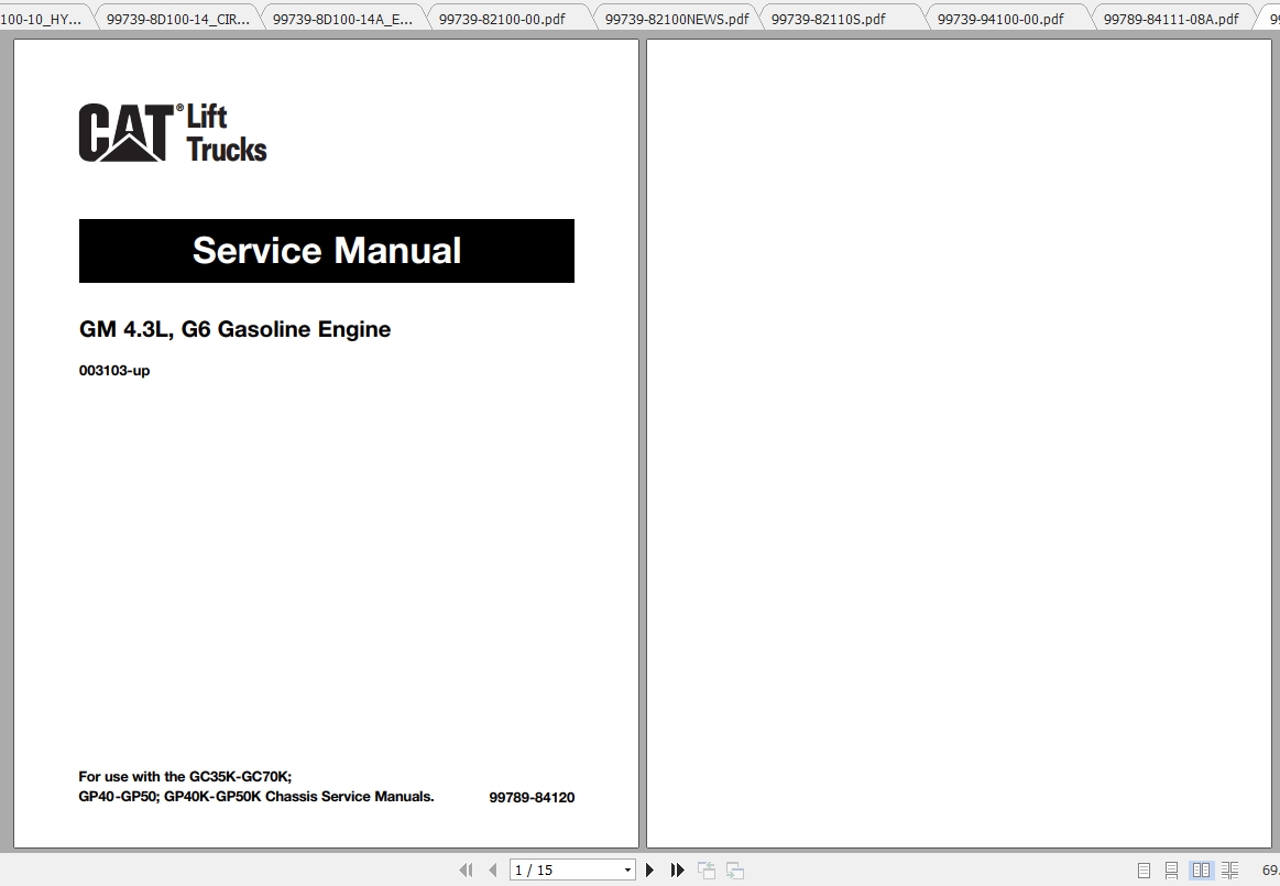 Caterpillar Lift Truck GC70K STR Service Manuals 1