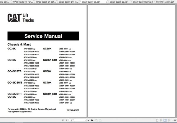Caterpillar Lift Truck GC70K Service Manuals 1