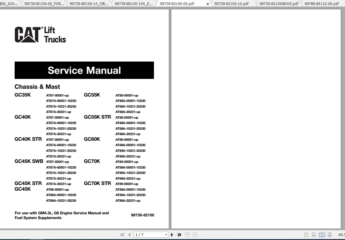 Caterpillar Lift Truck GC70K Service Manuals 1