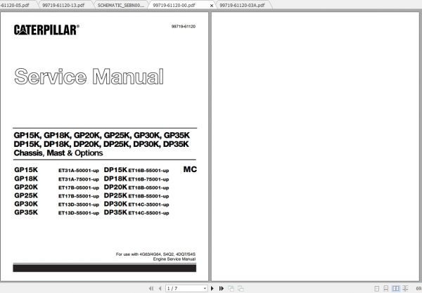 Caterpillar Lift Truck GP15K MC Service Manuals 1