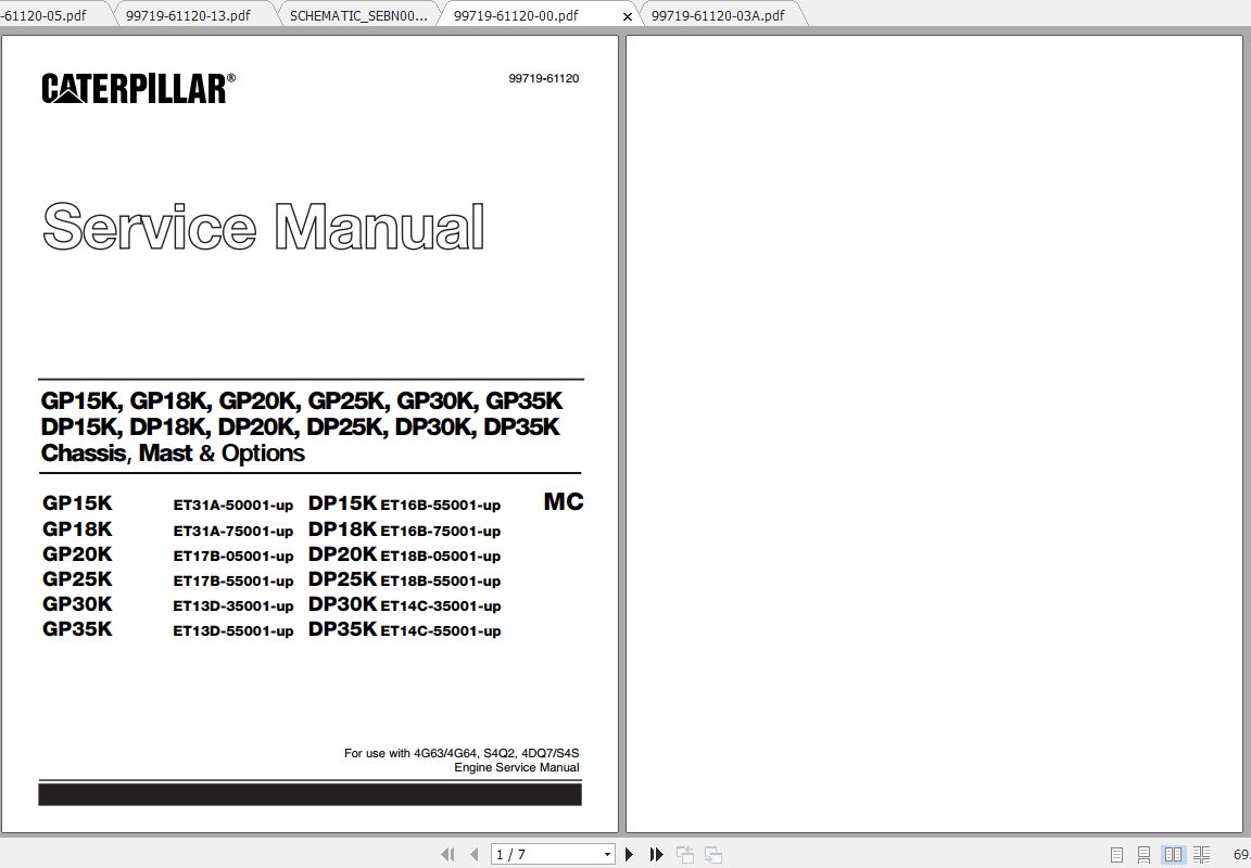 Caterpillar Lift Truck GP15K MC Service Manuals 1