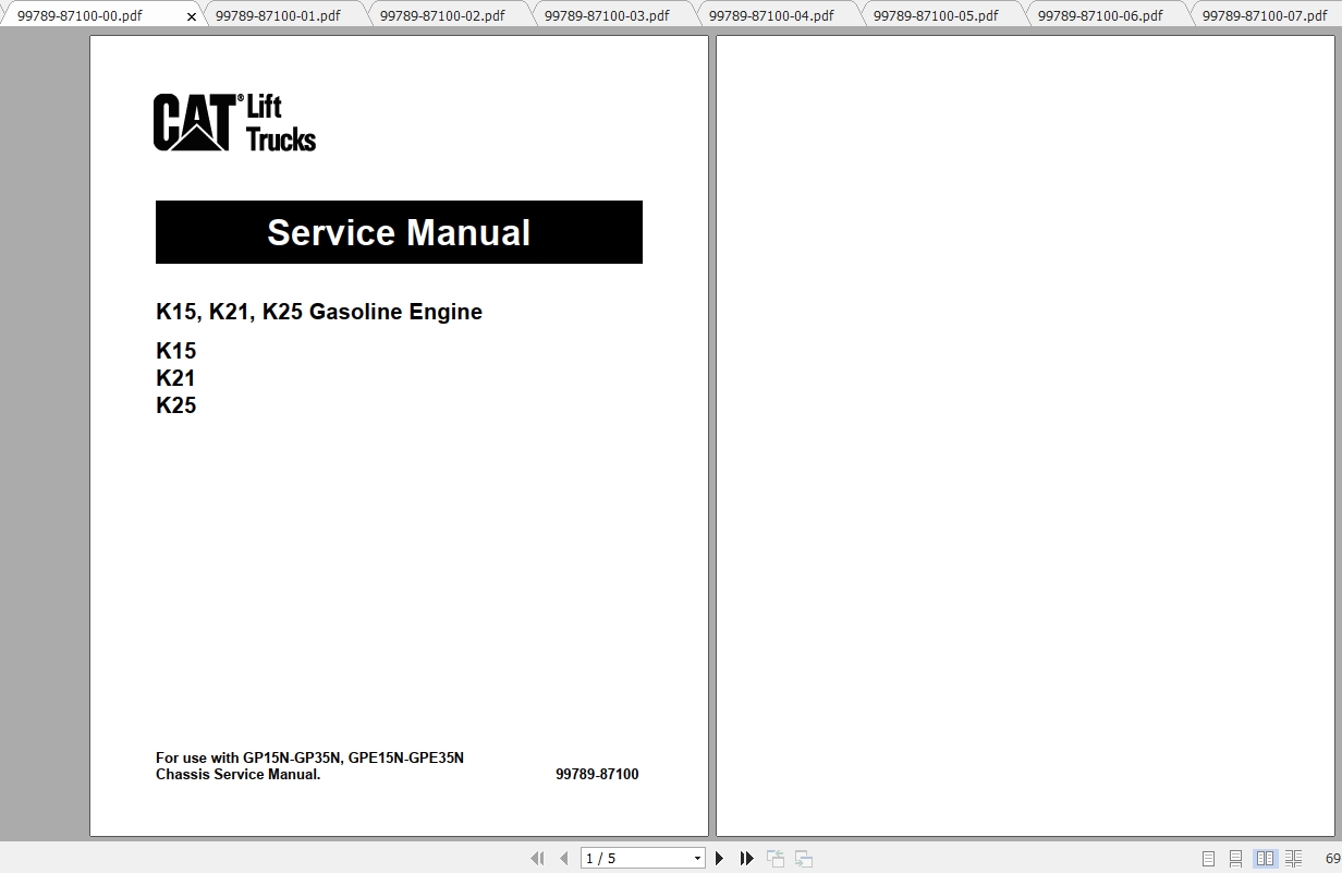 Caterpillar Lift Truck GP15NM Service Manuals 1
