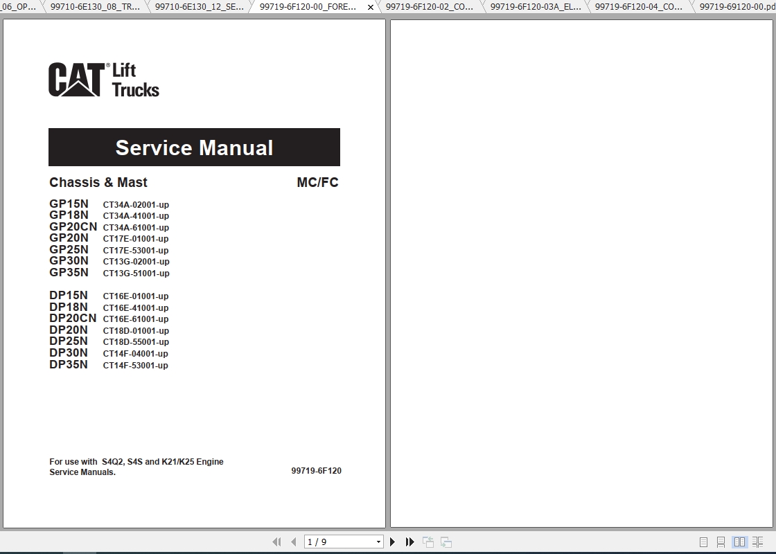 Caterpillar Lift Truck GP15N Service Manuals 1