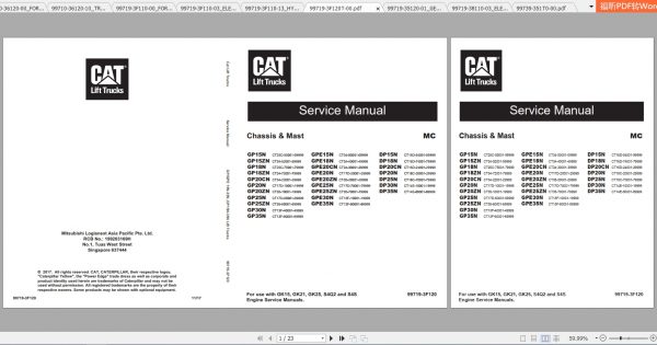 Caterpillar Lift Truck GP15ZN Service Manuals 2