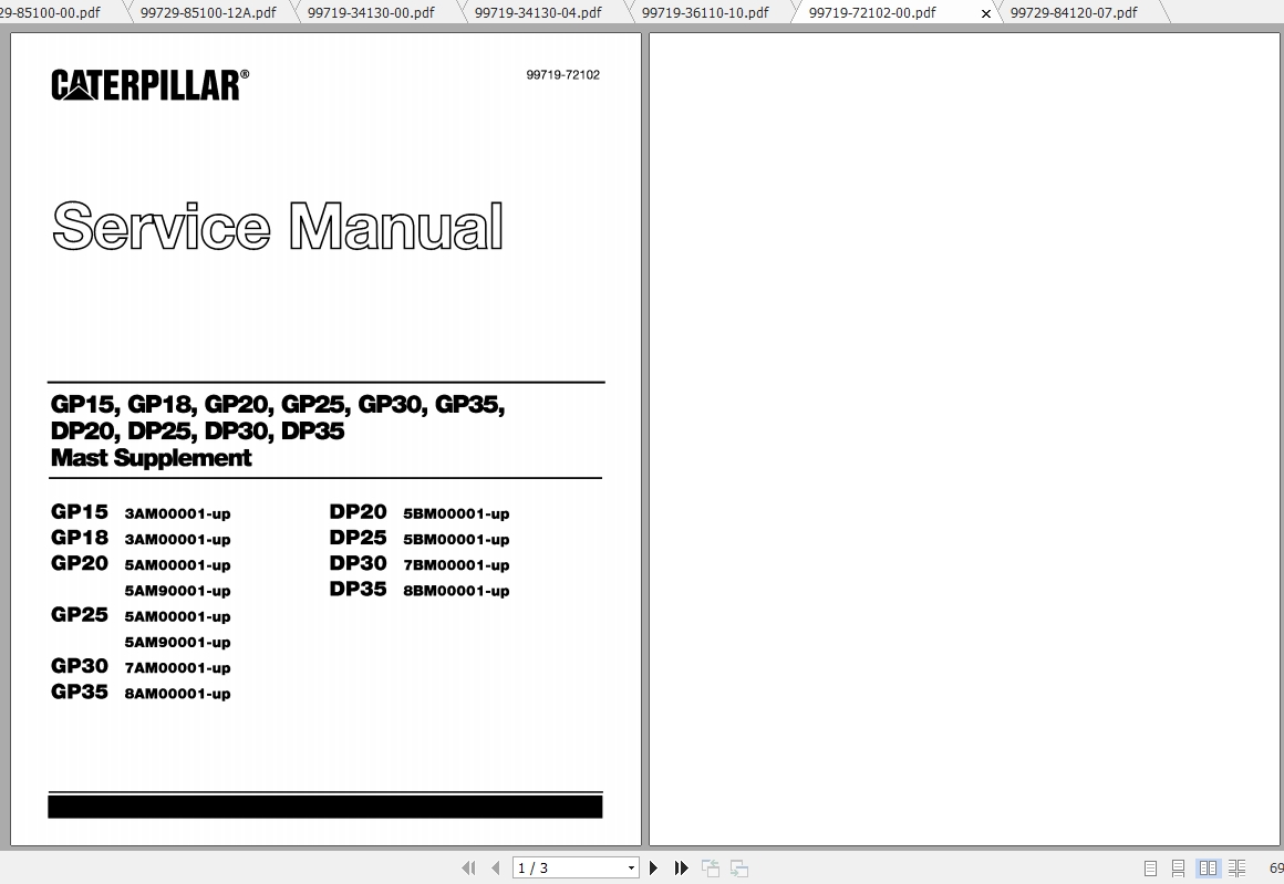 Caterpillar Lift Truck GP15 Service Manuals 1