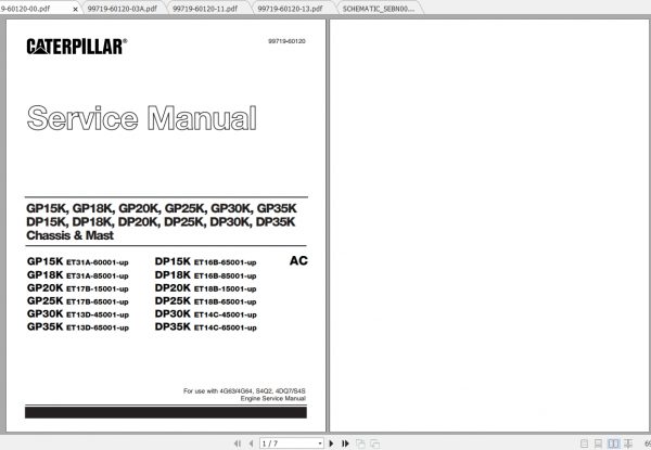 Caterpillar Lift Truck GP18K FC Service Manuals 1