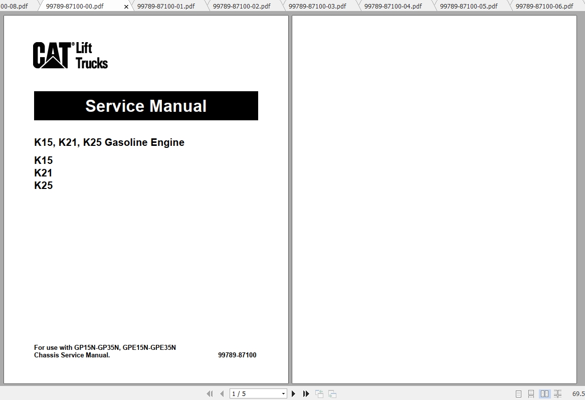Caterpillar Lift Truck GP18NM Service Manuals 1