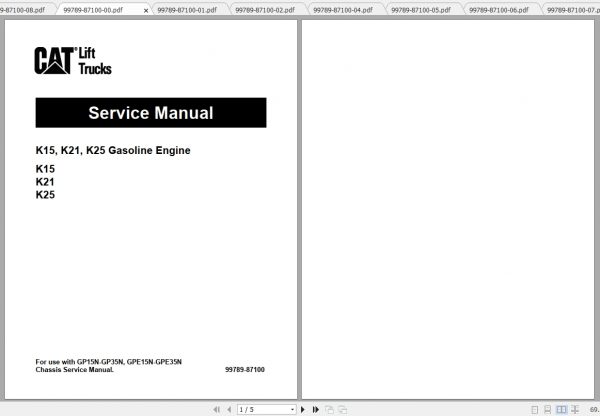 Caterpillar Lift Truck GP18NT Service Manuals 1