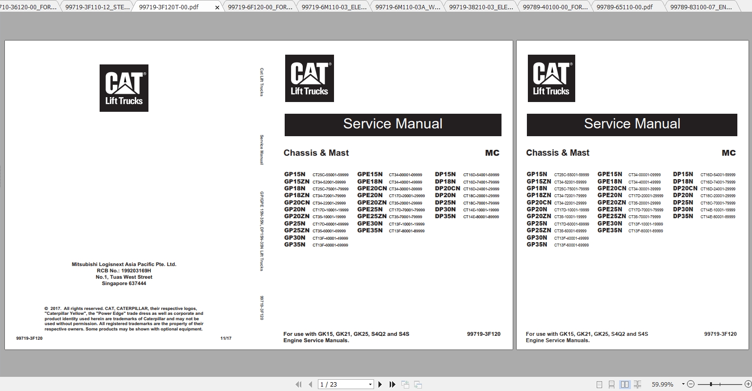 Caterpillar Lift Truck GP18N Service Manuals 1