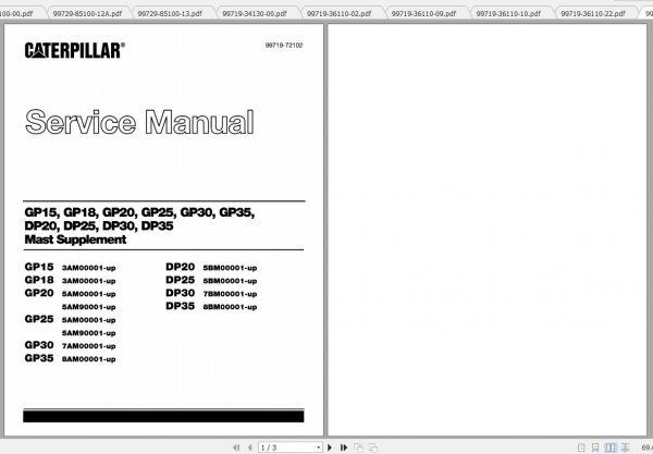 Caterpillar Lift Truck GP18 Service Manuals 1