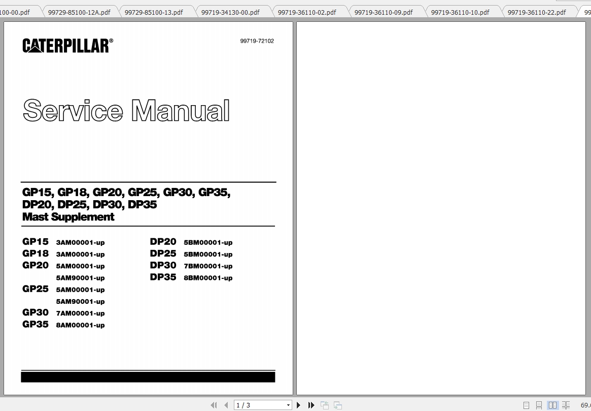 Caterpillar Lift Truck GP18 Service Manuals 1