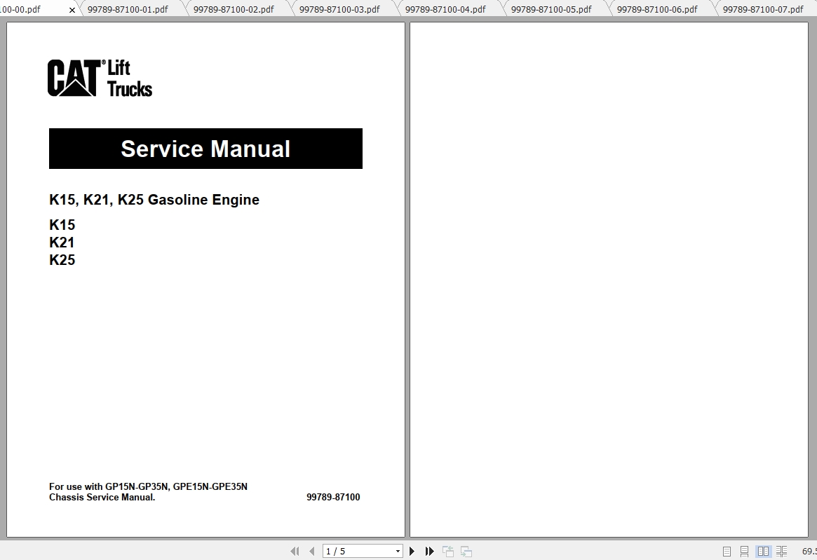 Caterpillar Lift Truck GP20CNT Service Manuals 1