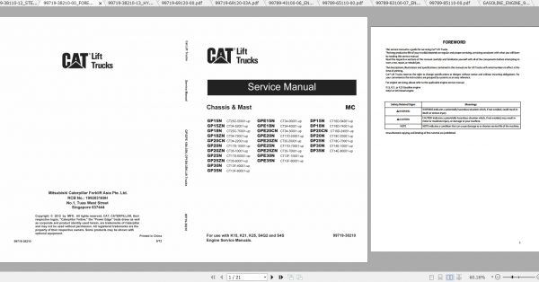 Caterpillar Lift Truck GP20CN Service Manuals 2
