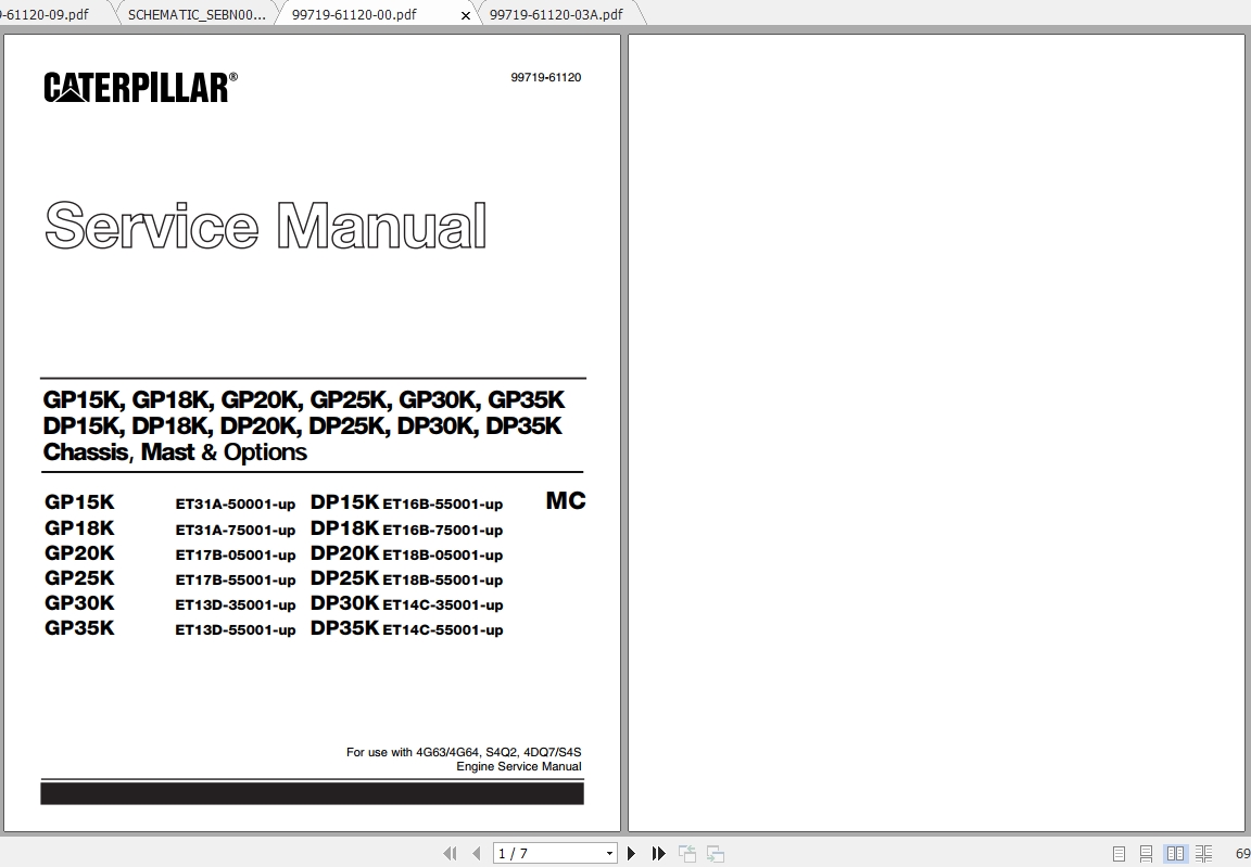 Caterpillar Lift Truck GP20K MC Service Manuals 1