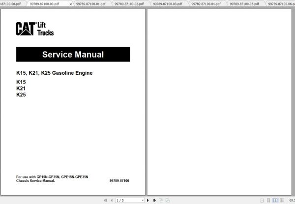 Caterpillar Lift Truck GP20NM Service Manuals 1