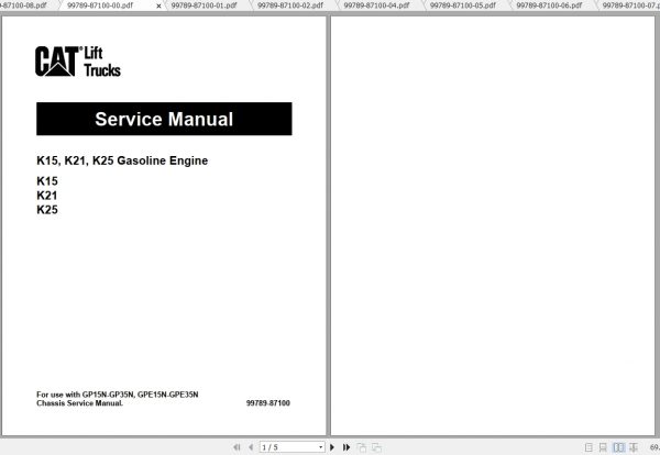 Caterpillar Lift Truck GP20NT Service Manuals 1