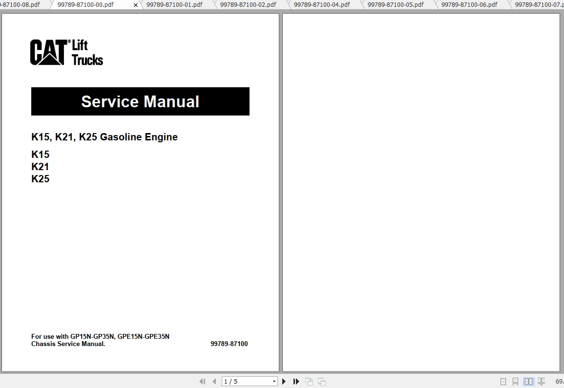 Caterpillar Lift Truck GP20NT Service Manuals 1