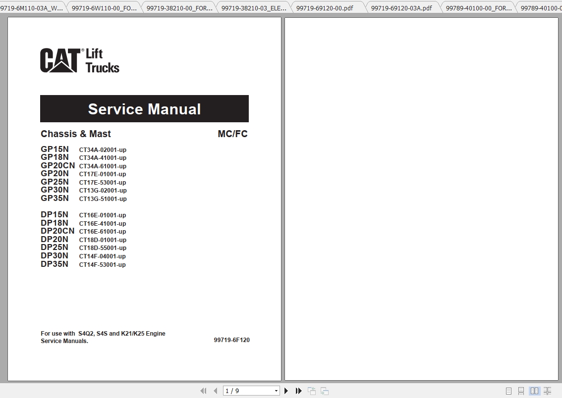 Caterpillar Lift Truck GP20N Service Manuals 1