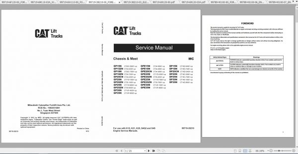 Caterpillar Lift Truck GP20N Service Manuals 2