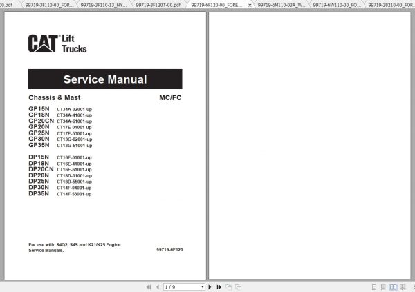 Caterpillar Lift Truck GP20N Service Manuals 3