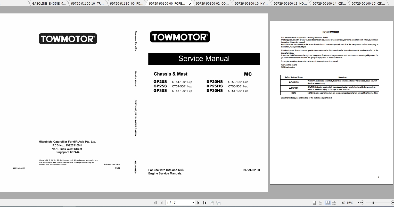 Caterpillar Lift Truck GP20S Service Manuals 1