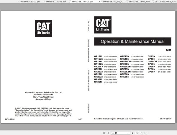 Caterpillar Lift Truck GP20ZN Service Manuals 2