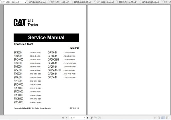 Caterpillar Lift Truck GP25NM Service Manuals 1