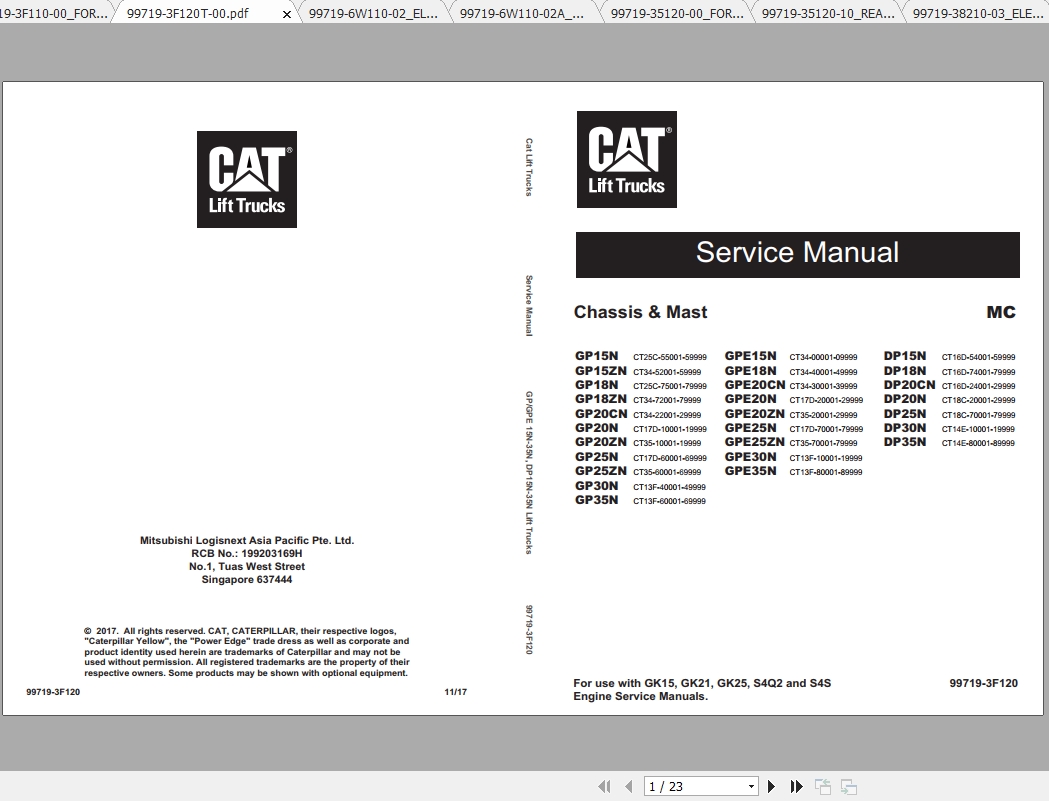 Caterpillar Lift Truck GP25ZN Service Manuals 1