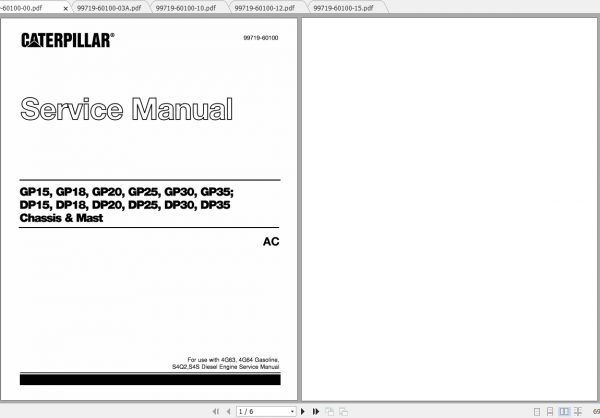 Caterpillar Lift Truck GP25 FC Service Manuals 1