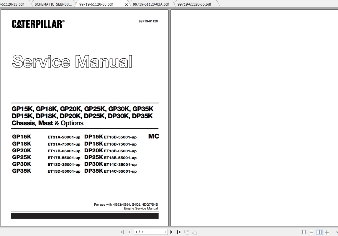 Caterpillar Lift Truck GP30K MC Service Manuals 1