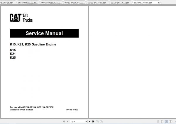 Caterpillar Lift Truck GP30NM Service Manuals 1