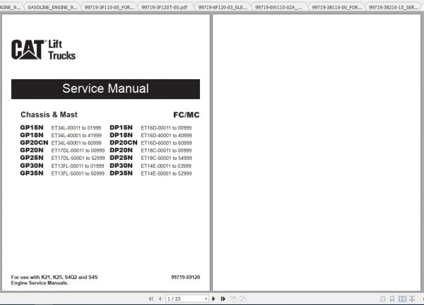 Caterpillar Lift Truck GP30N Service Manuals 1
