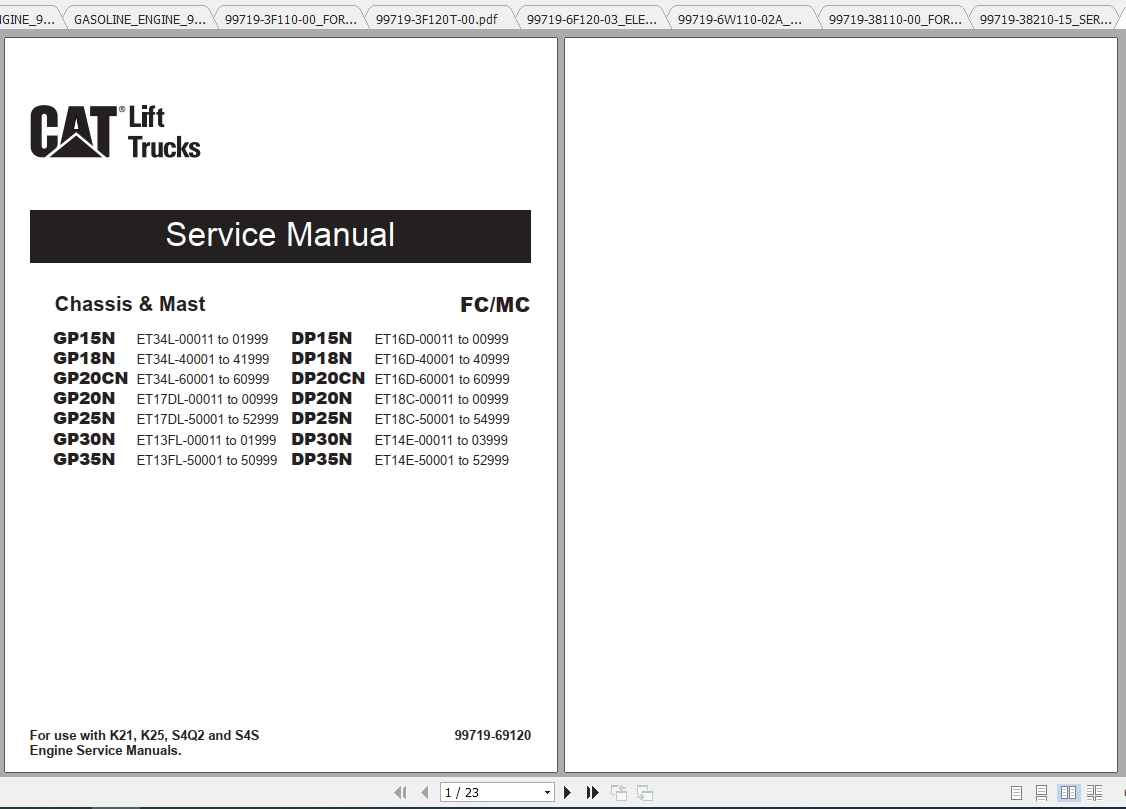 Caterpillar Lift Truck GP30N Service Manuals 1