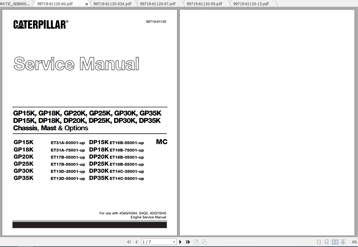 Caterpillar Lift Truck GP35K MC Service Manuals 1