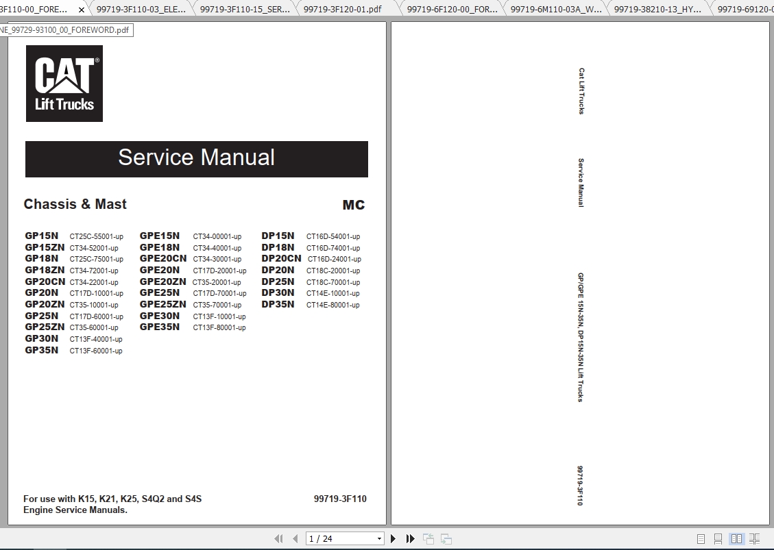 Caterpillar Lift Truck GP35N Service Manuals 1