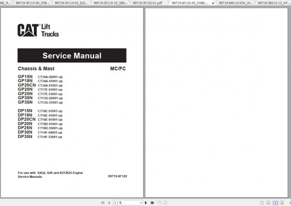 Caterpillar Lift Truck GP35N Service Manuals 2