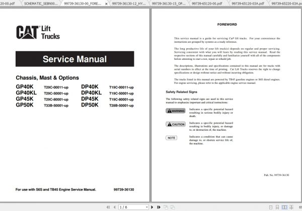 Caterpillar Lift Truck GP40K Service Manuals 1