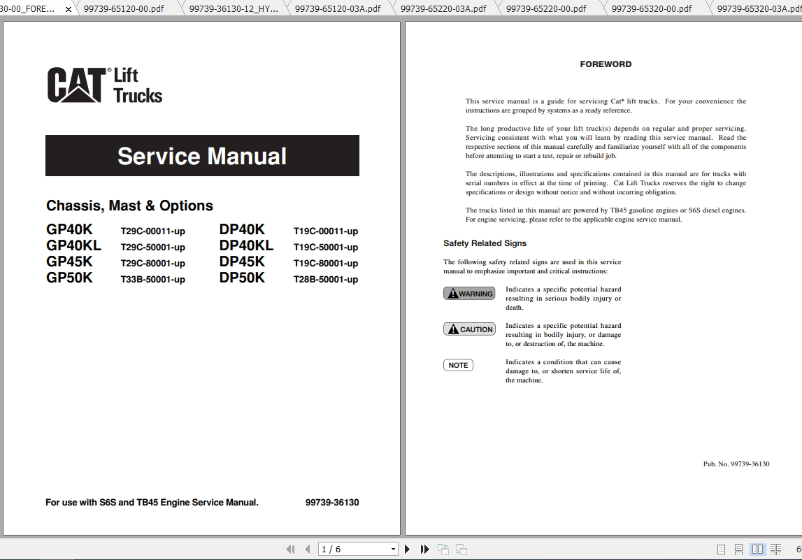 Caterpillar Lift Truck GP45K Service Manuals 1