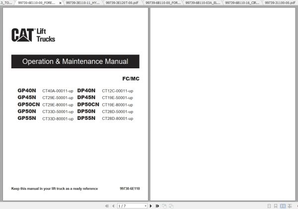 Caterpillar Lift Truck GP45N Service Manuals 1