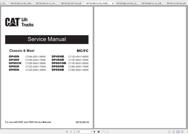 Caterpillar Lift Truck GP45N Service Manuals 2
