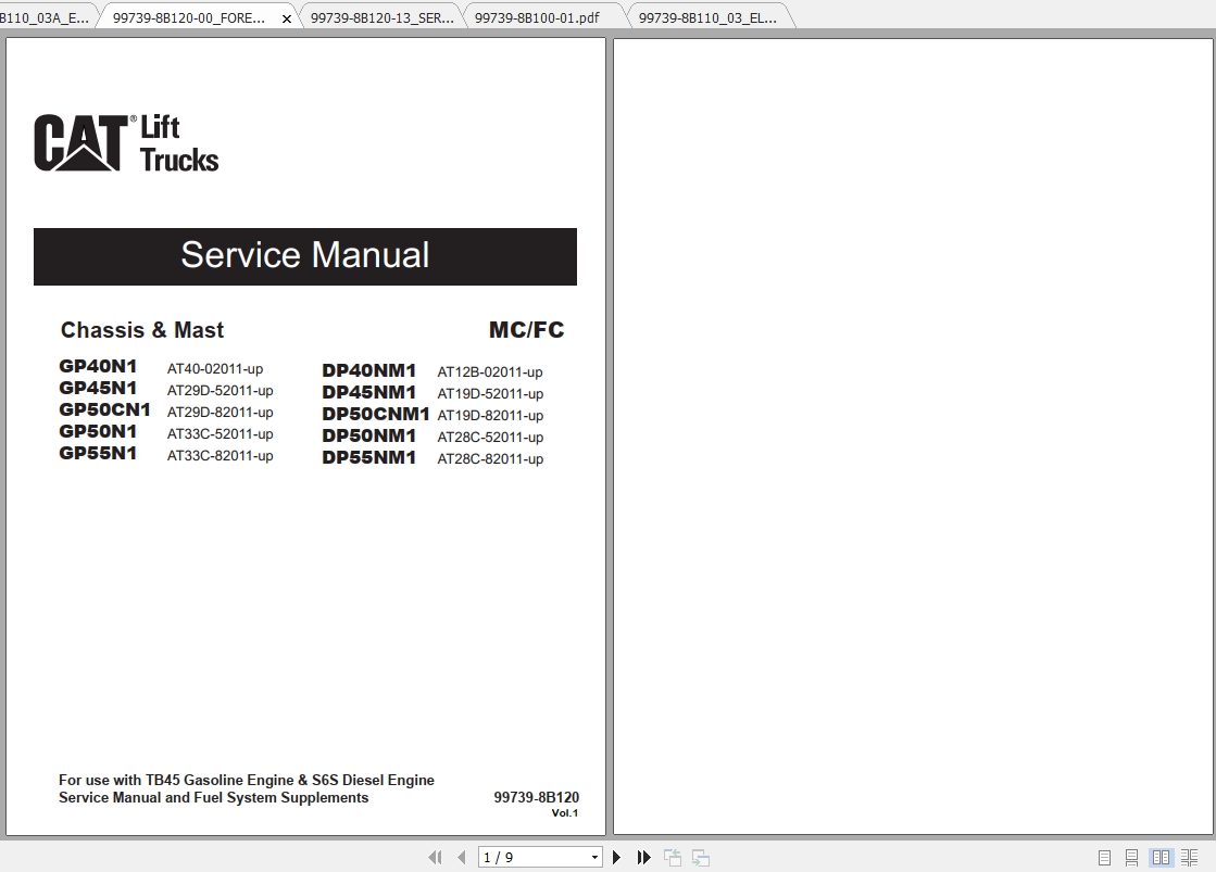 Caterpillar Lift Truck GP50N1 Service Manuals 1
