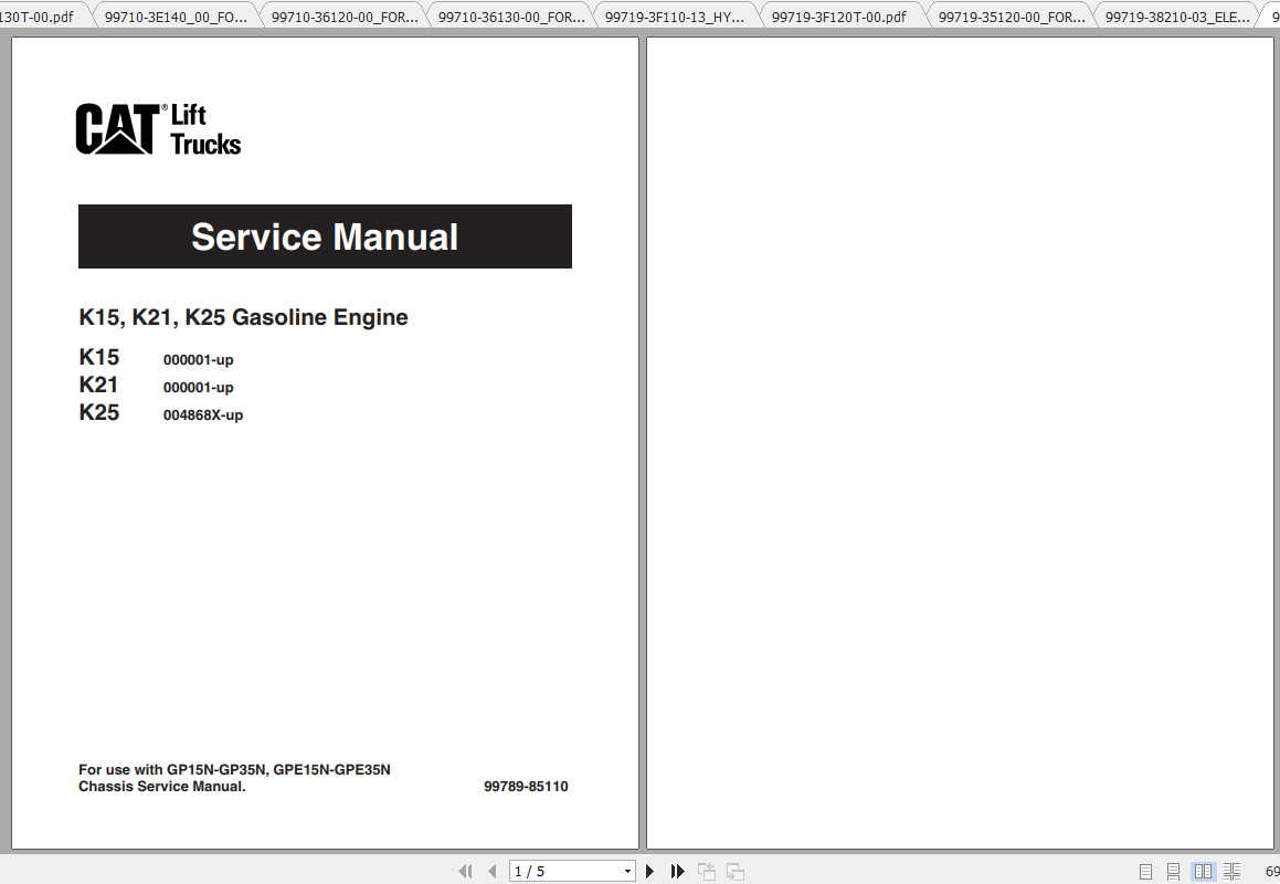 Caterpillar Lift Truck GPE15N Service Manuals 1