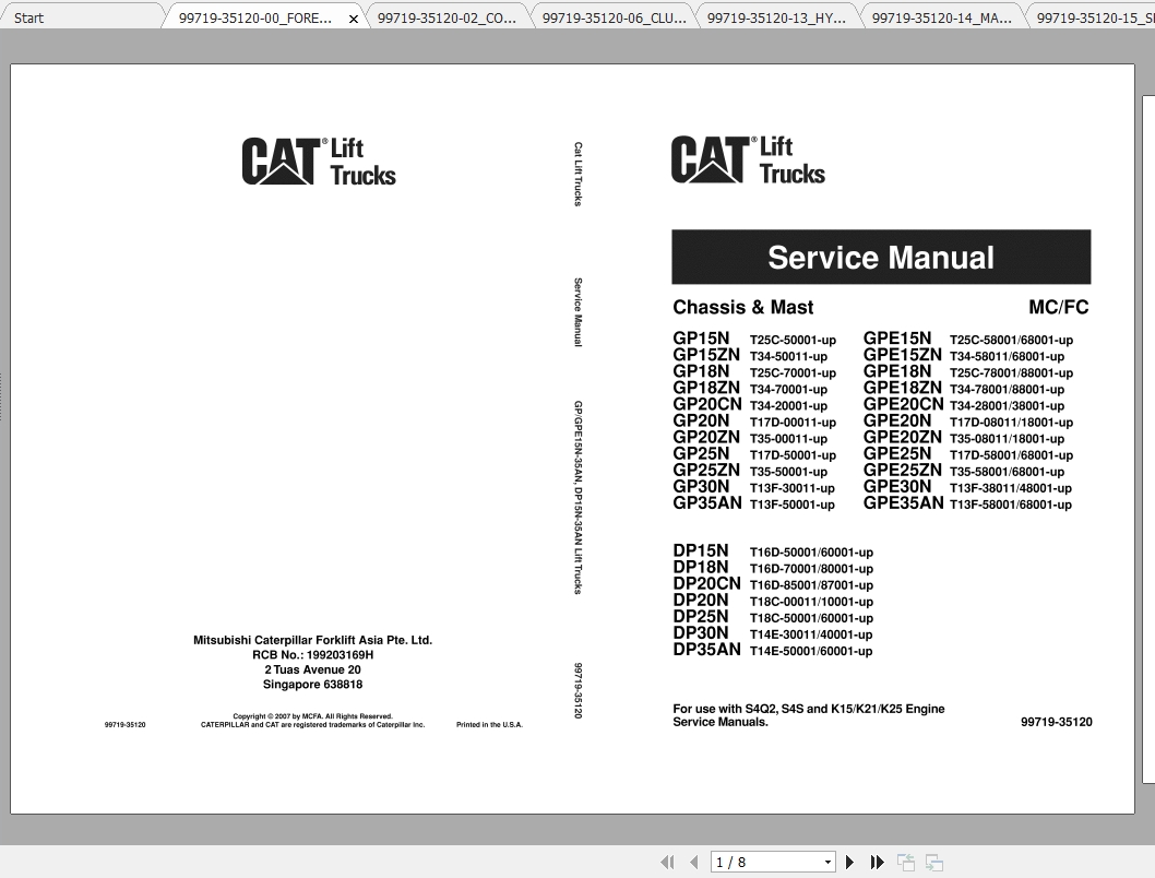 Caterpillar Lift Truck GPE15ZN Service Manuals 1