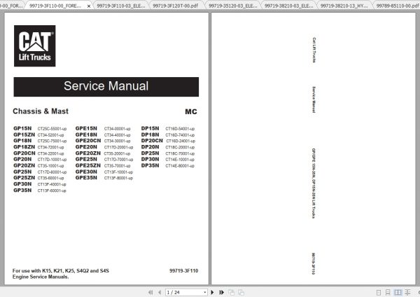 Caterpillar Lift Truck GPE18N Service Manuals 1