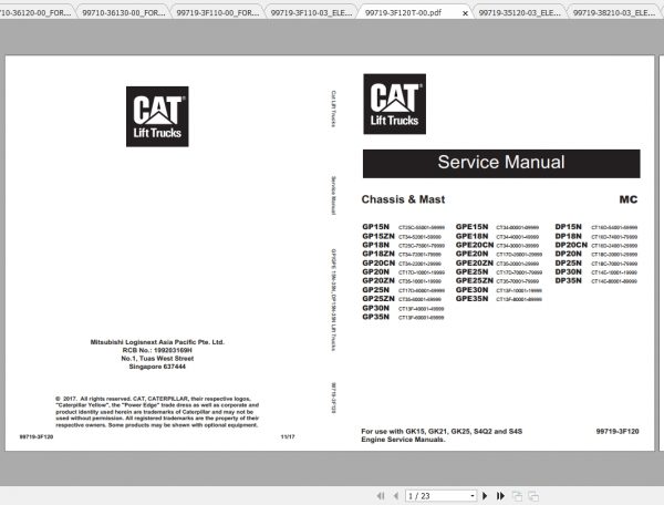 Caterpillar Lift Truck GPE18N Service Manuals 2