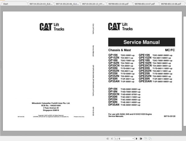 Caterpillar Lift Truck GPE18ZN Service Manuals 1