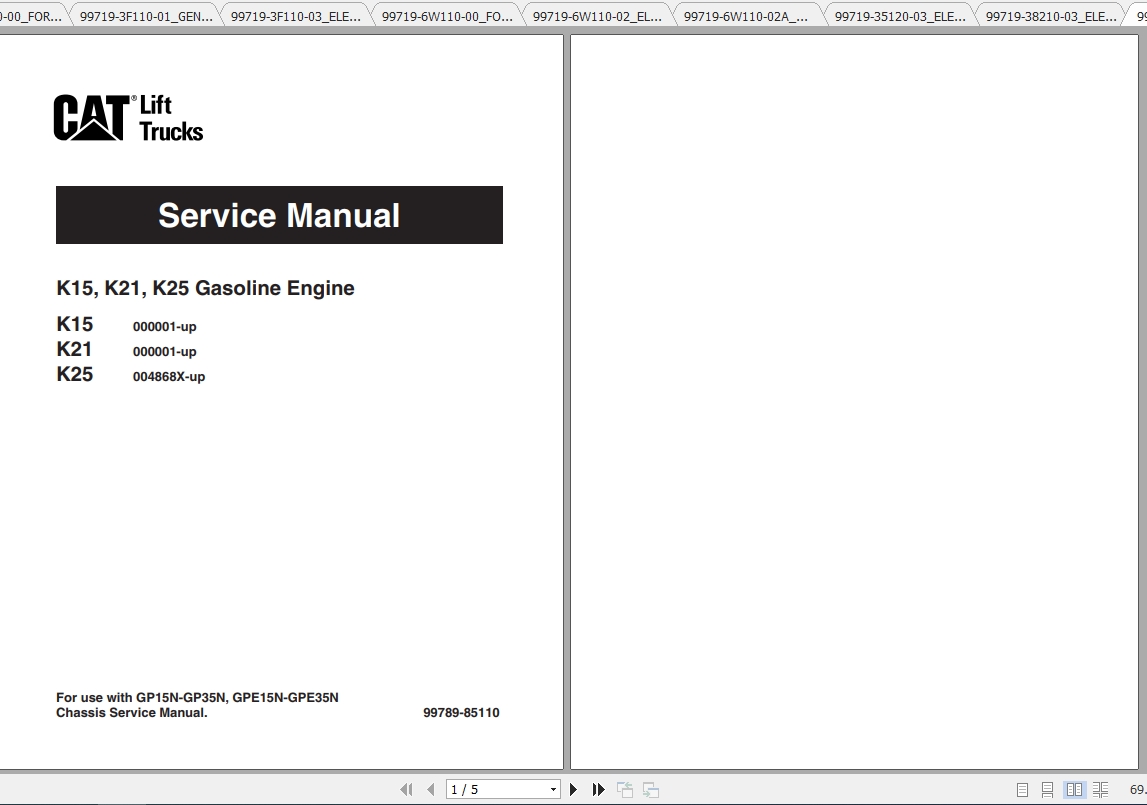 Caterpillar Lift Truck GPE20N Service Manuals 1