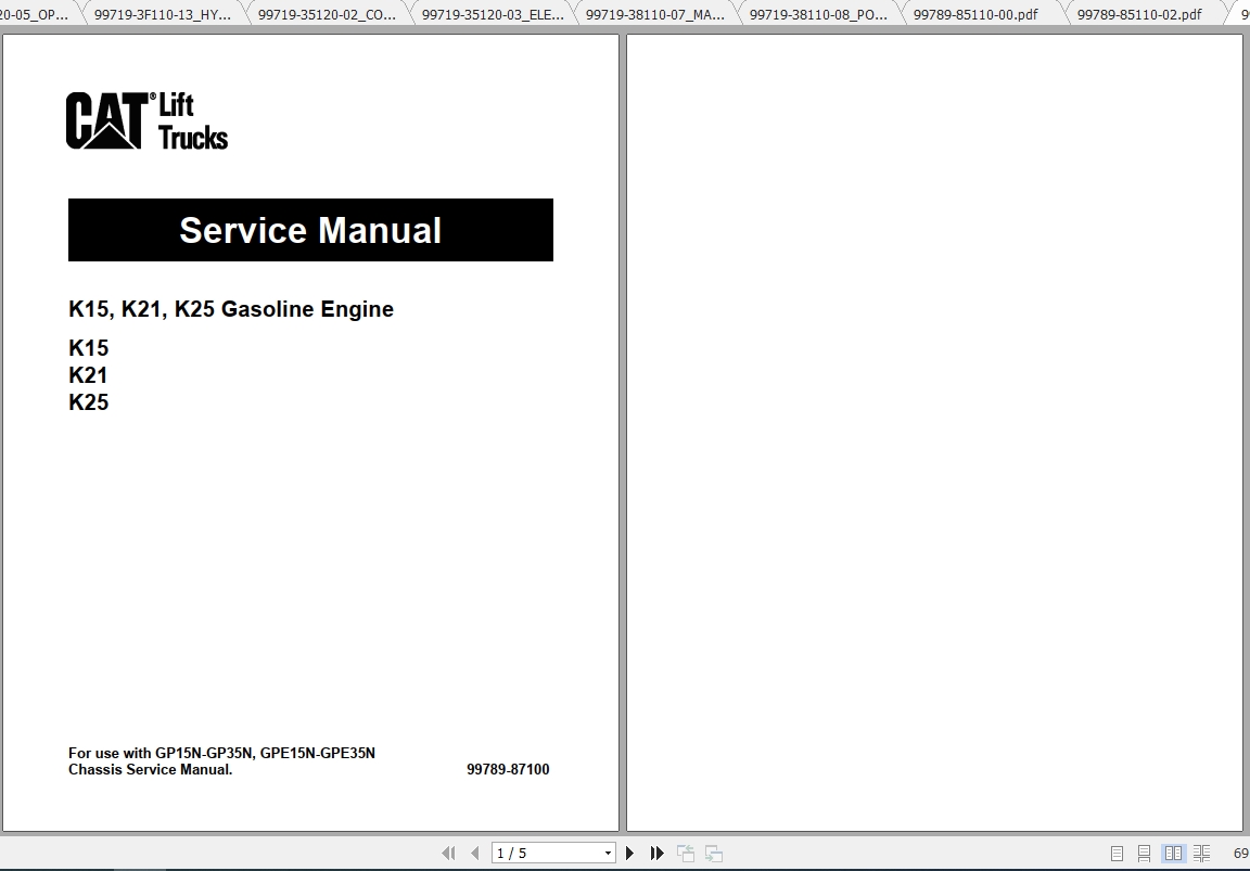 Caterpillar Lift Truck GPE20ZN Service Manuals 1