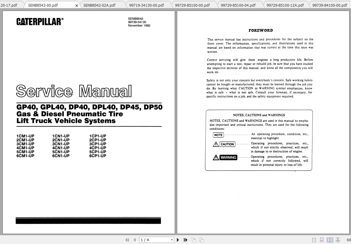 Caterpillar Lift Truck GPL40 Service Manuals 1