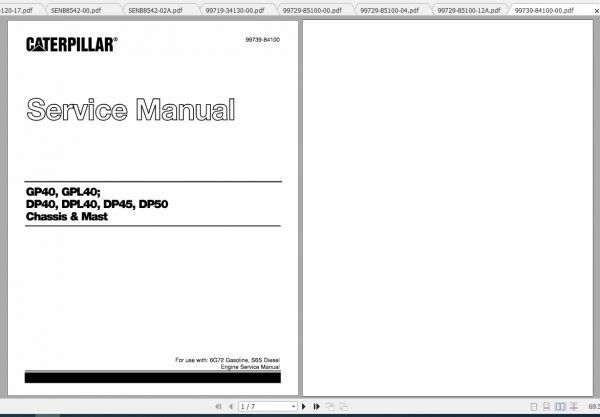 Caterpillar Lift Truck GPL40 Service Manuals 2